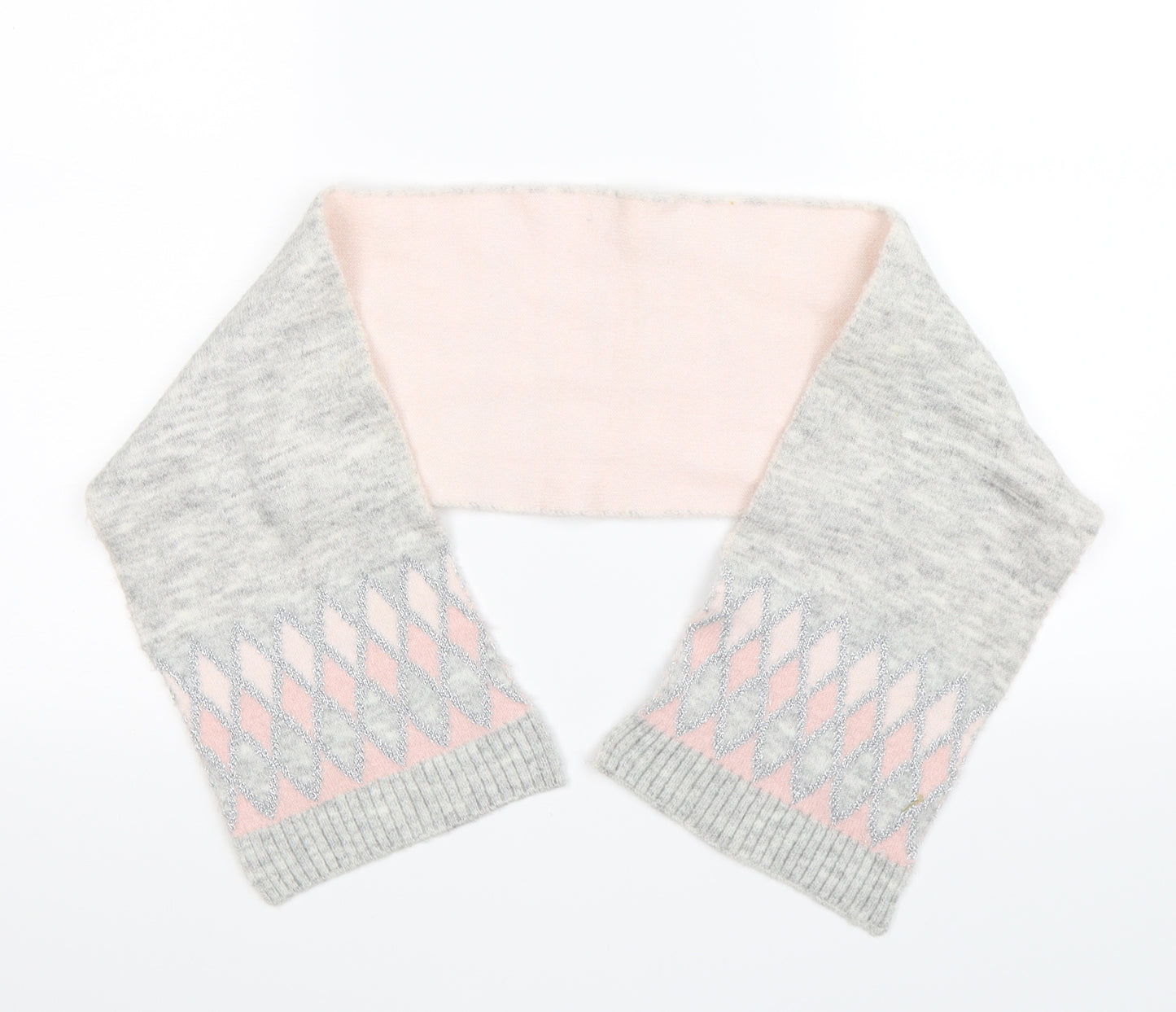 Preworn Girls Grey Geometric Knit Scarf Scarves & Wraps One Size
