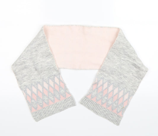 Preworn Girls Grey Geometric Knit Scarf Scarves & Wraps One Size