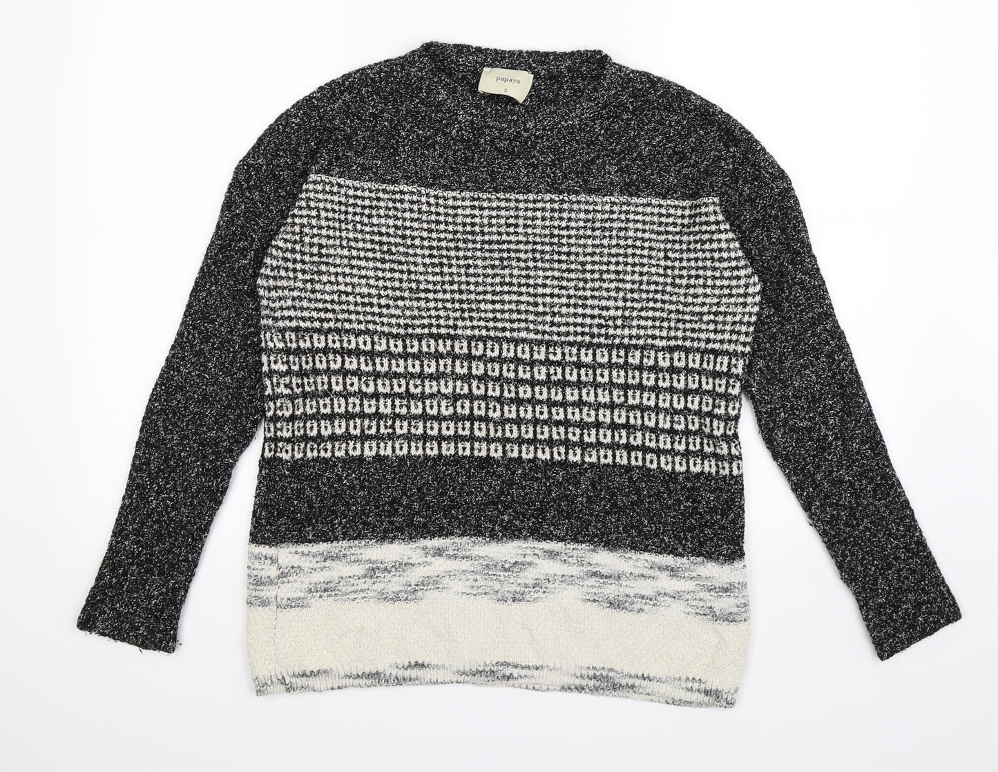 papay Womens Grey Striped Knit Pullover Jumper Size S