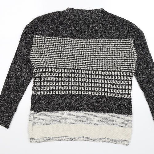 papay Womens Grey Striped Knit Pullover Jumper Size S