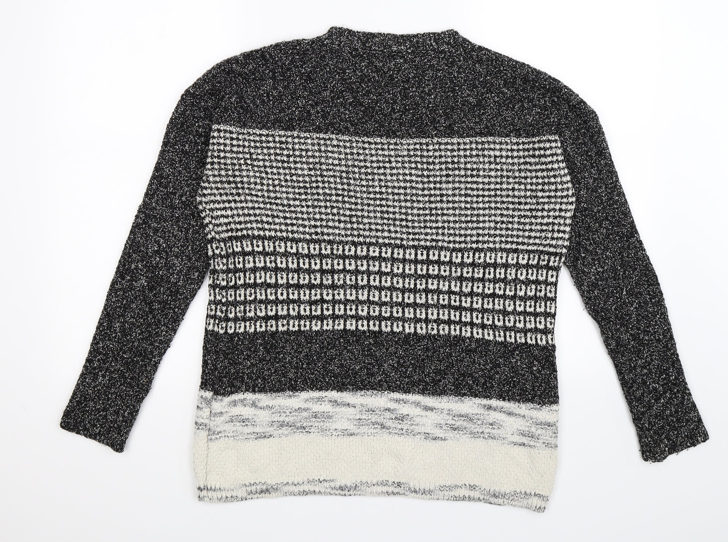 papay Womens Grey Striped Knit Pullover Jumper Size S