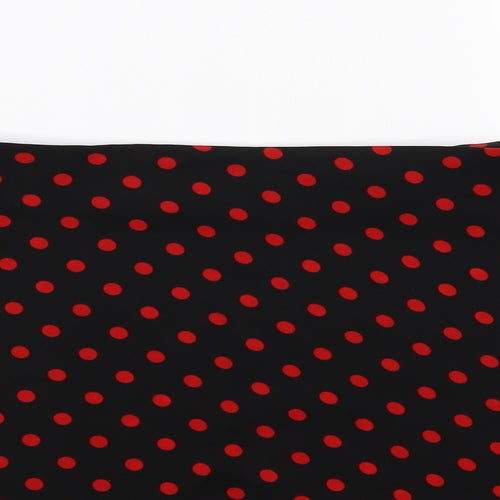 SheIn Womens Black Polka Dot Satin A-Line Skirt Size L
