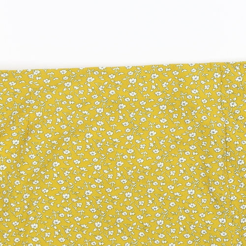 SheIn Womens Yellow Floral Chiffon A-Line Skirt Size L