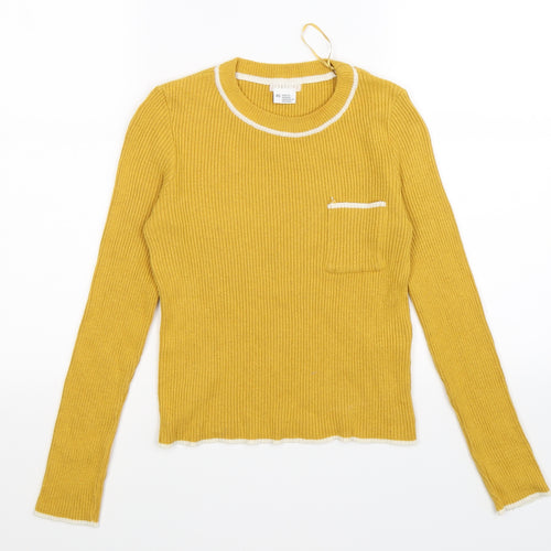 Cooperative Womens Yellow Striped Knit Pullover Jumper Size XS