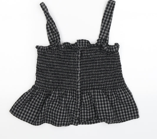 Front view of Forever 21 women’s grey check cropped tank, size L