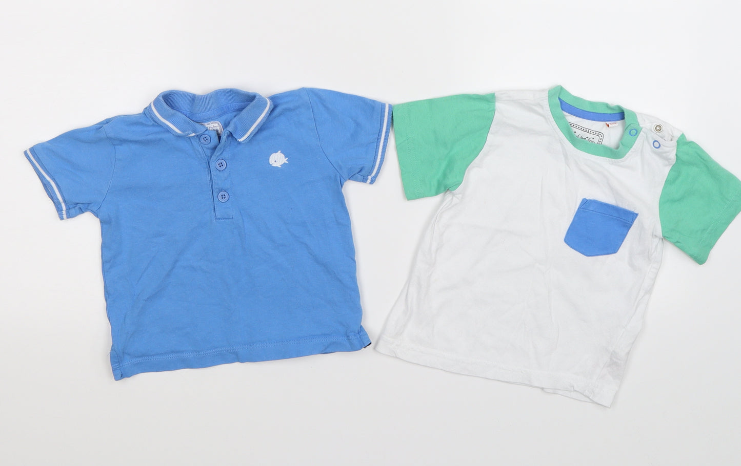 Blue Zoo Boys Blue   Basic T-Shirt Size 9-12 Months  - 2 set