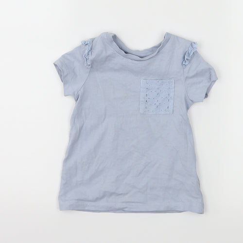 Nutmeg Girls Blue  Jersey Basic T-Shirt Size 2-3 Years