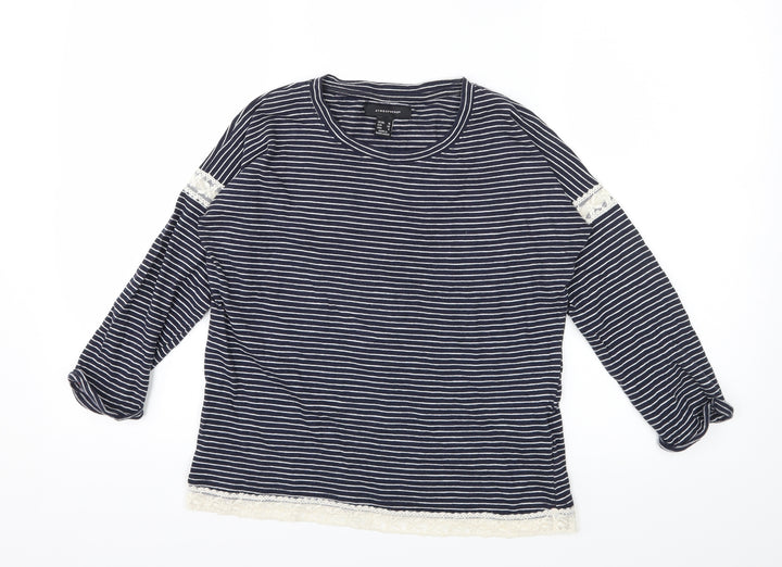 Atmosphere Womens Blue Striped Jersey Basic T-Shirt Size 10