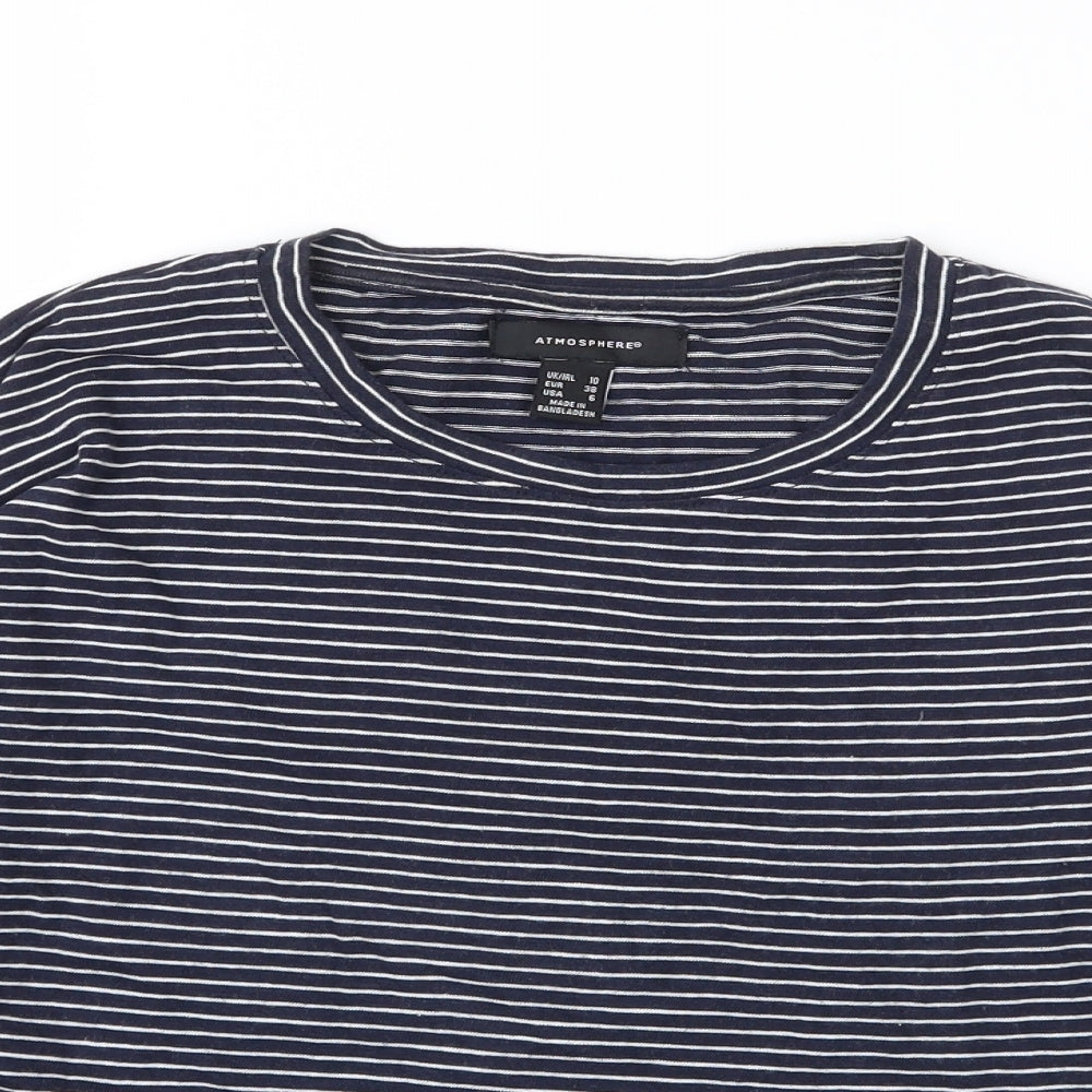 Atmosphere Womens Blue Striped Jersey Basic T-Shirt Size 10