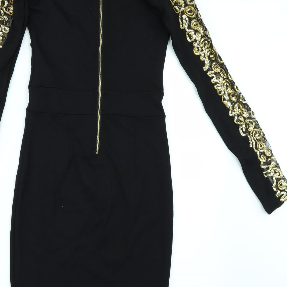 KIKISIKI Womens Black   Bodycon  Size S  - Sequin Sparkle