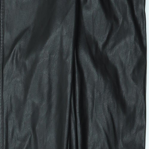 H&M Womens Black   Trousers  Size 8 L29 in - leather look