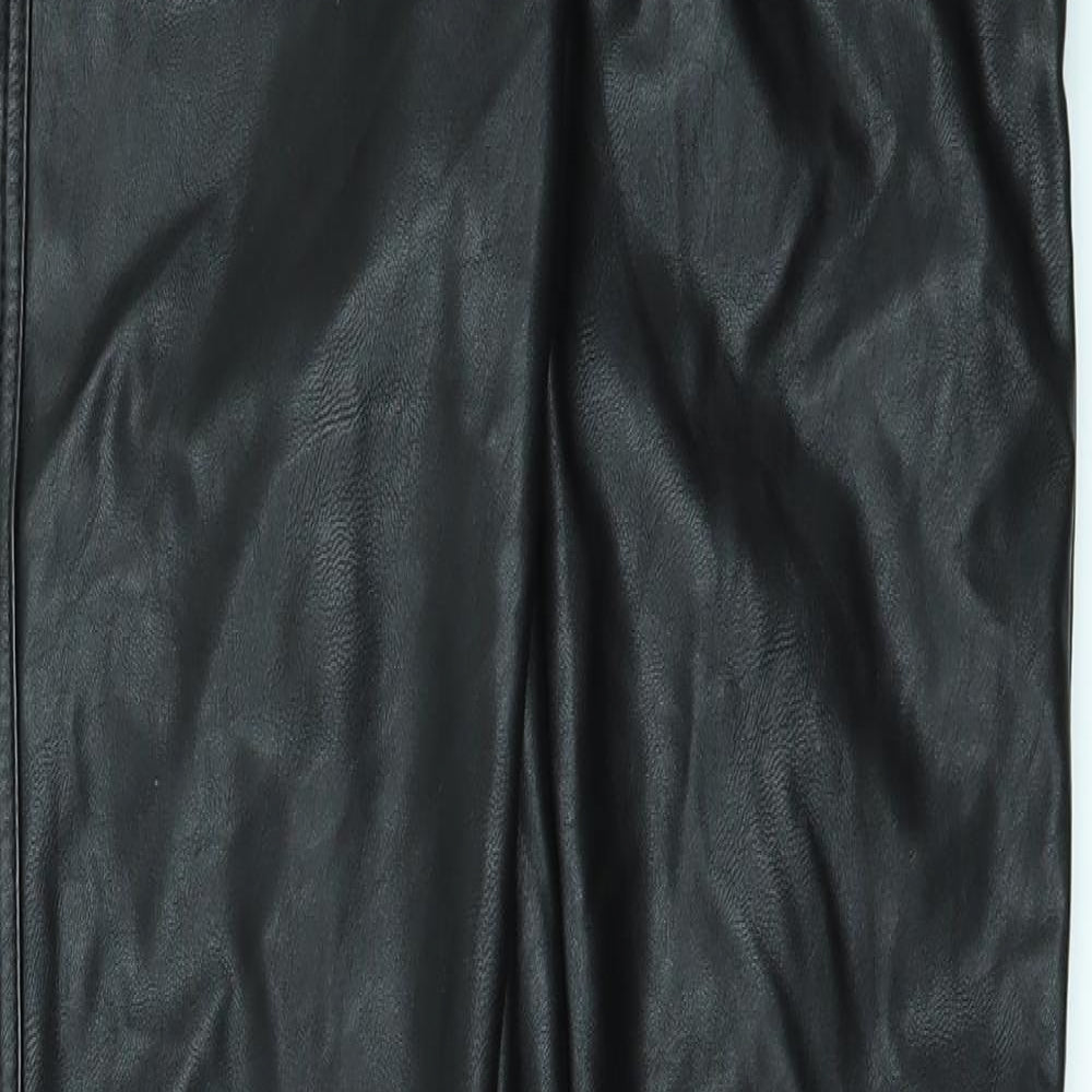 H&M Womens Black   Trousers  Size 8 L29 in - leather look