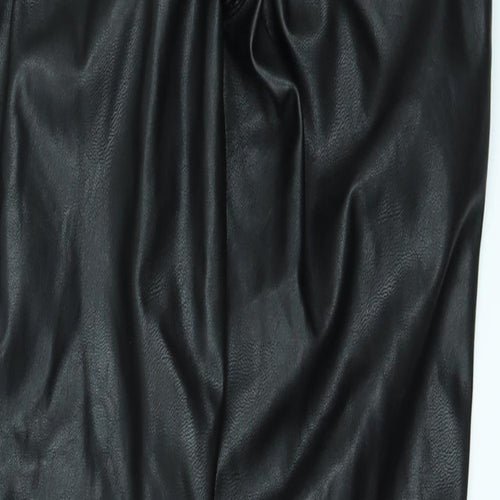 H&M Womens Black   Trousers  Size 8 L29 in - leather look