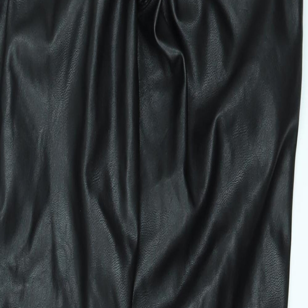 H&M Womens Black   Trousers  Size 8 L29 in - leather look