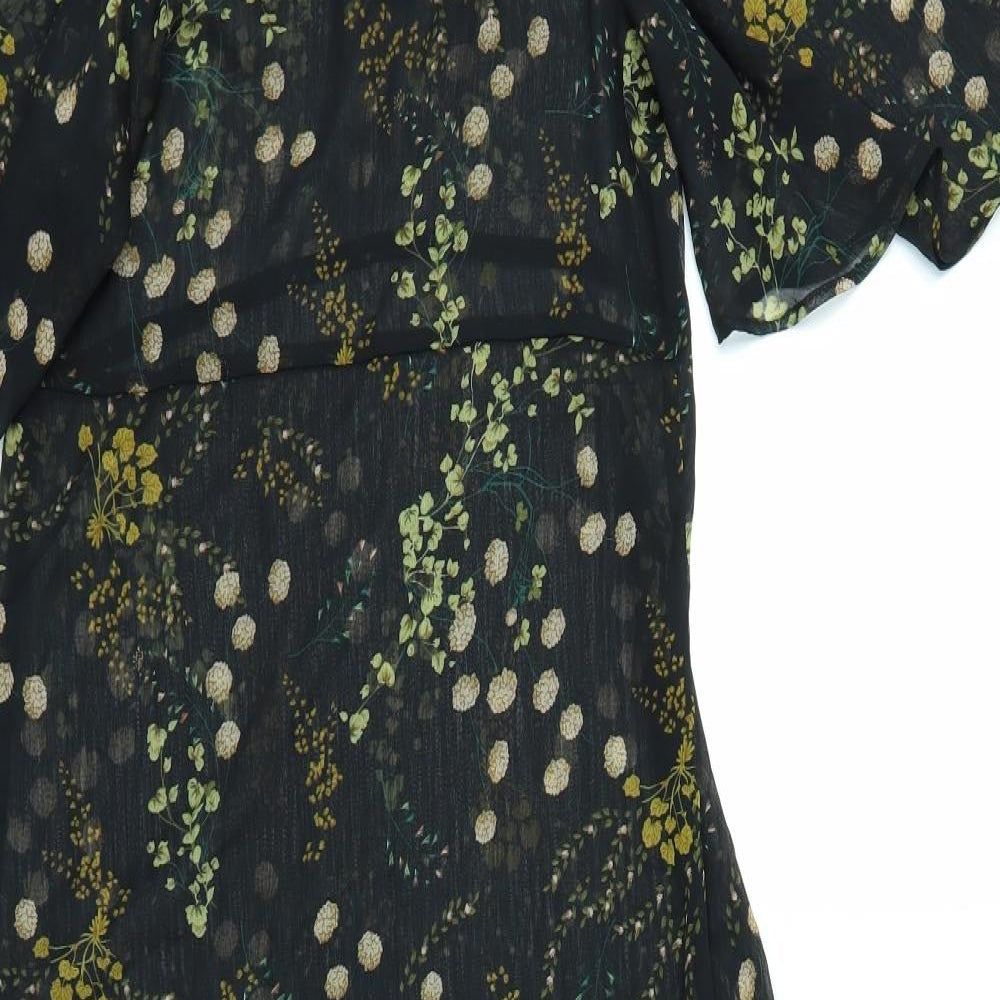 Zara Womens Black Floral  Fit & Flare  Size XS  - See Through