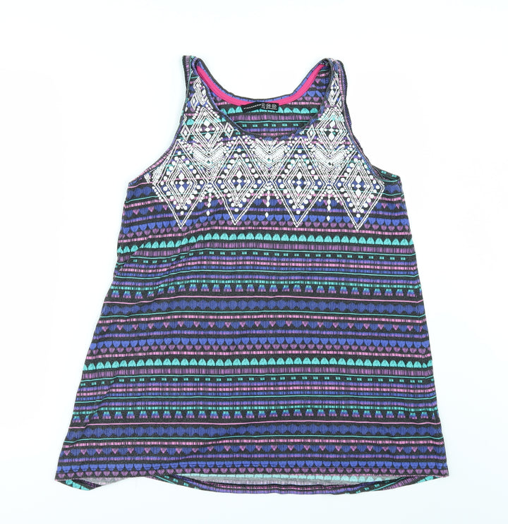 Primark Womens Multicoloured Geometric Basic T-Shirt Size 6