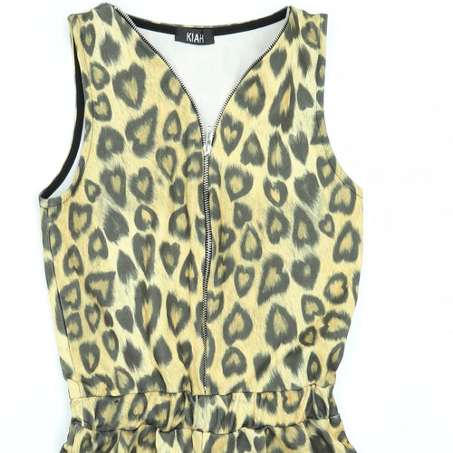 Kiah Womens Yellow Animal Print  Playsuit One-Piece Size 10