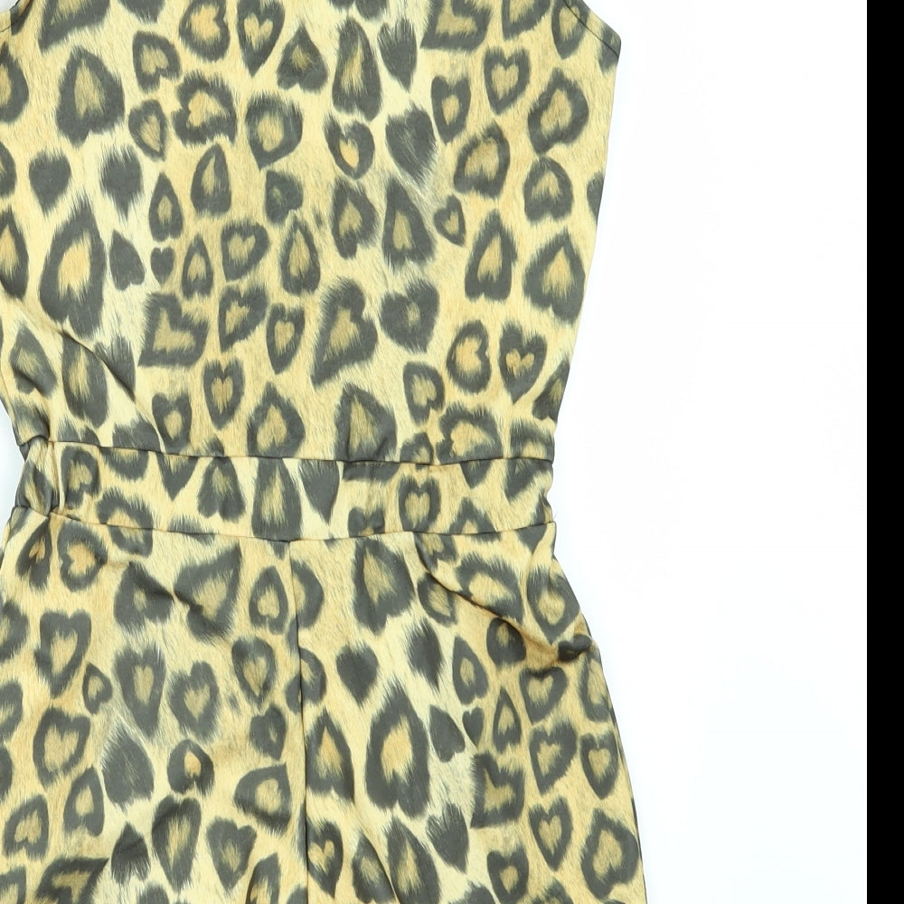 Kiah Womens Yellow Animal Print  Playsuit One-Piece Size 10