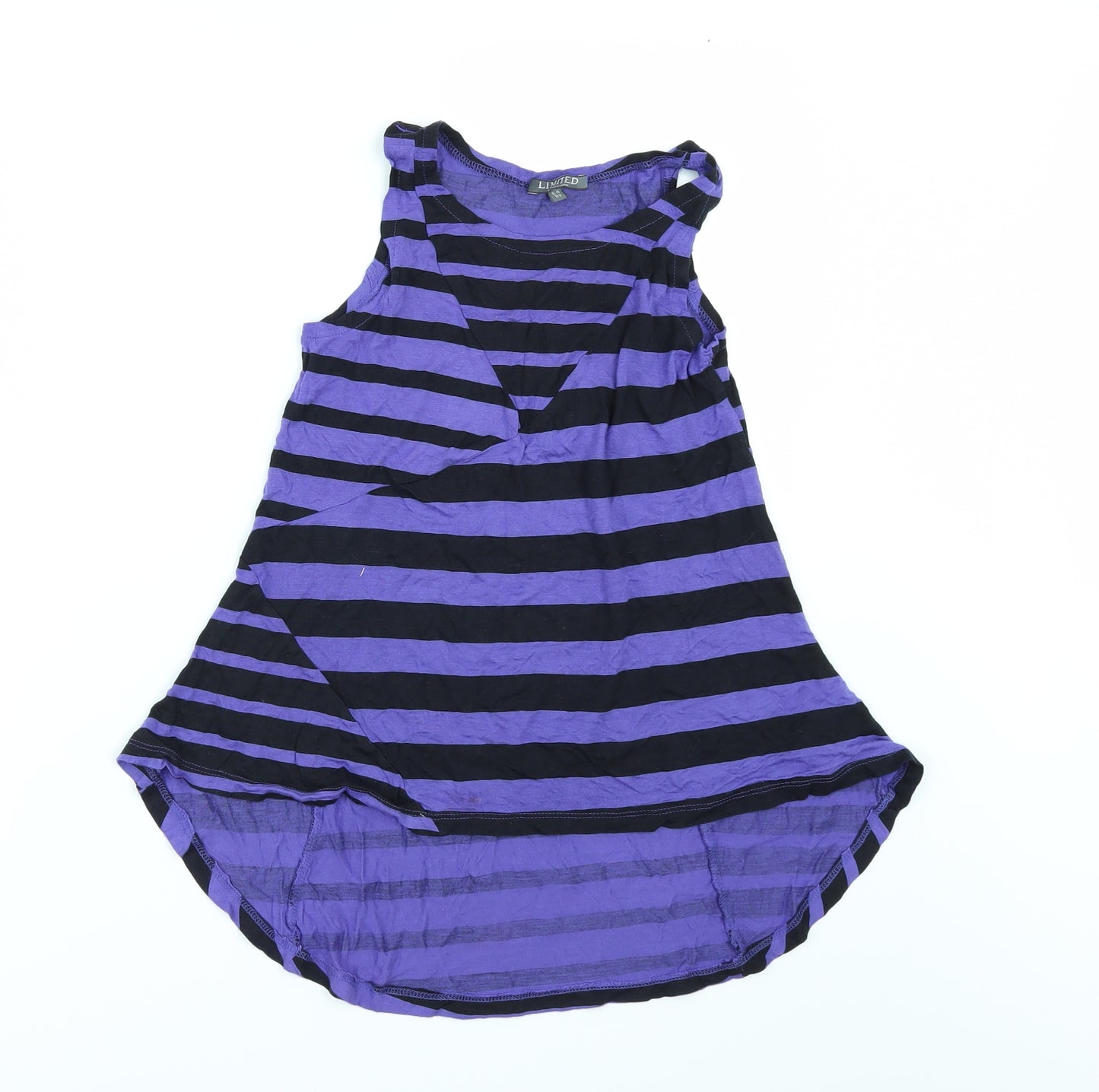 Marks and Spencer Girls Purple Striped  Basic T-Shirt Size 8-9 Years