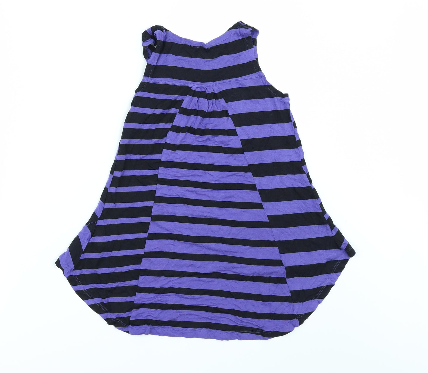 Marks and Spencer Girls Purple Striped  Basic T-Shirt Size 8-9 Years