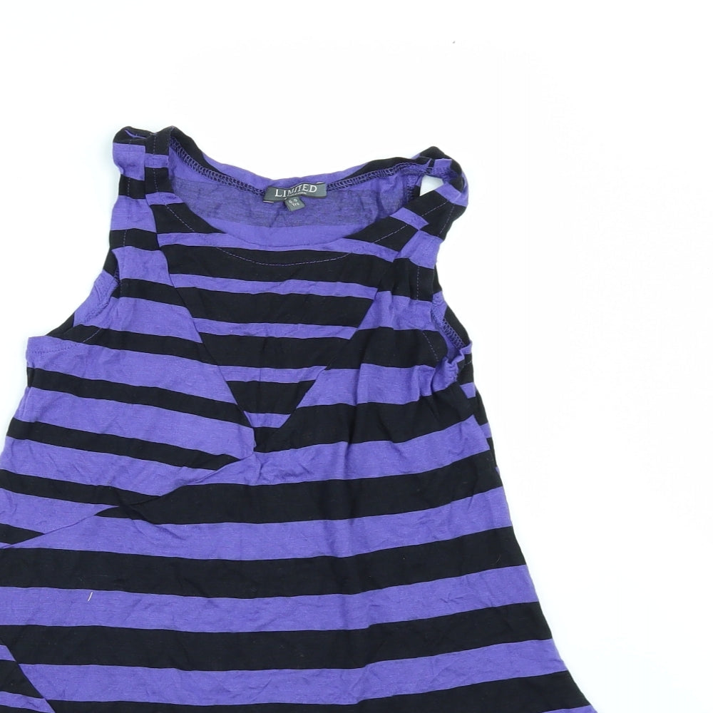Marks and Spencer Girls Purple Striped  Basic T-Shirt Size 8-9 Years