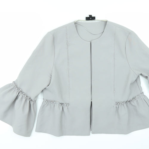 TopshopO Womens Grey   Jacket  Size 14  - Edge to Edge