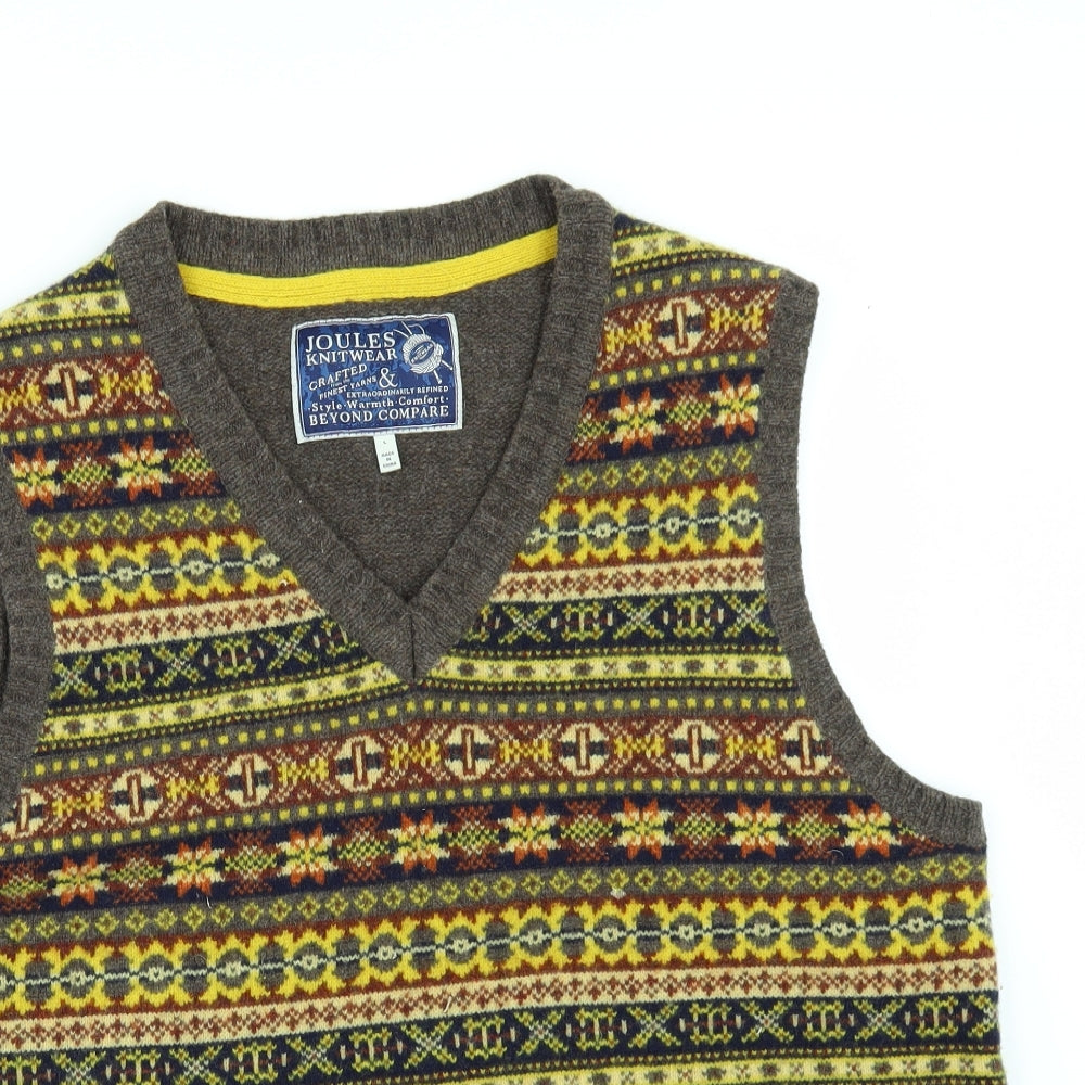 Joules Mens Brown Geometric  Vest Jumper Size L