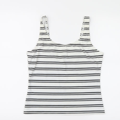 E-vie Womens White Striped  Basic Tank Size 16