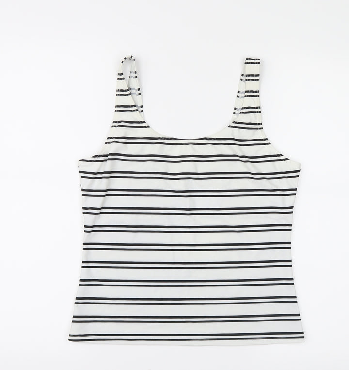 E-vie Womens White Striped Basic Tank Size 16