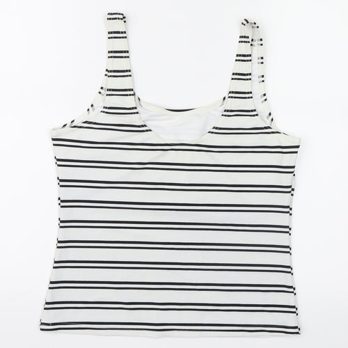 E-vie Womens White Striped  Basic Tank Size 16
