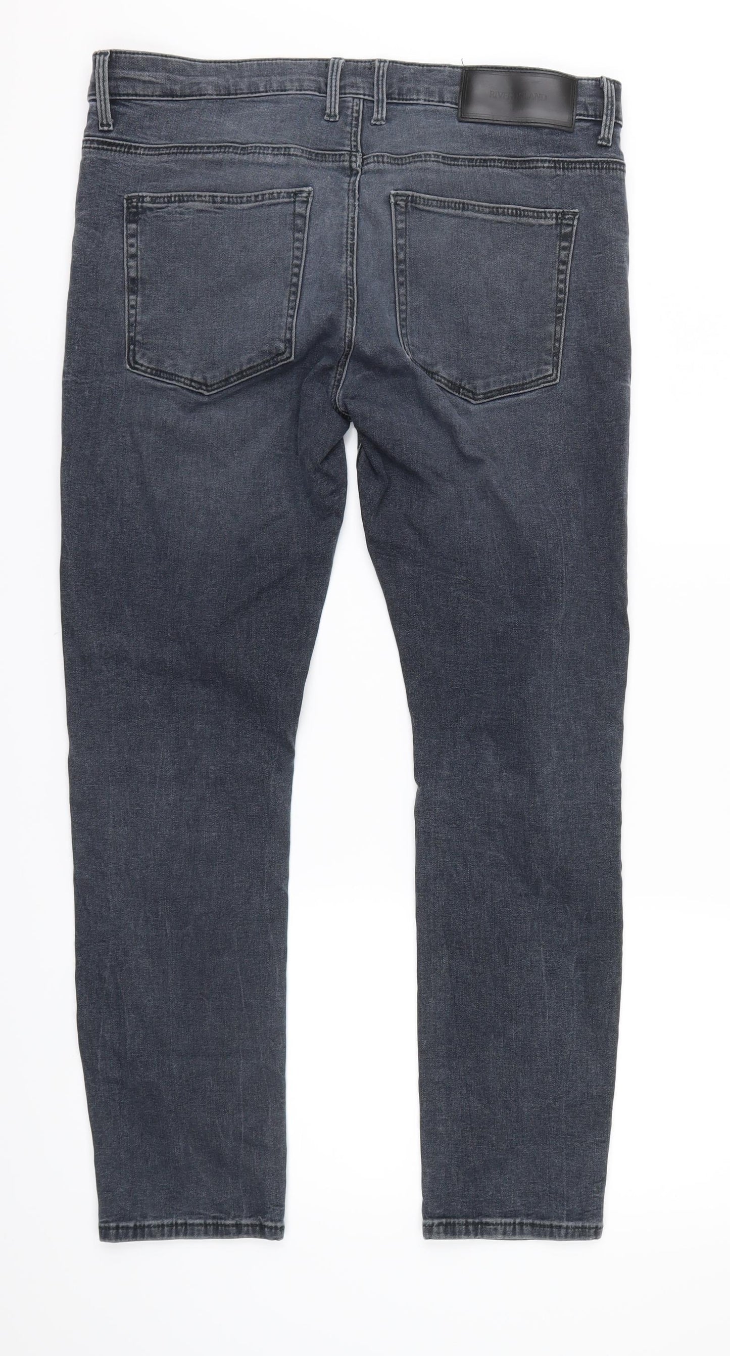 River Island Mens Grey  Denim Skinny Jeans Size 32 in L28 in