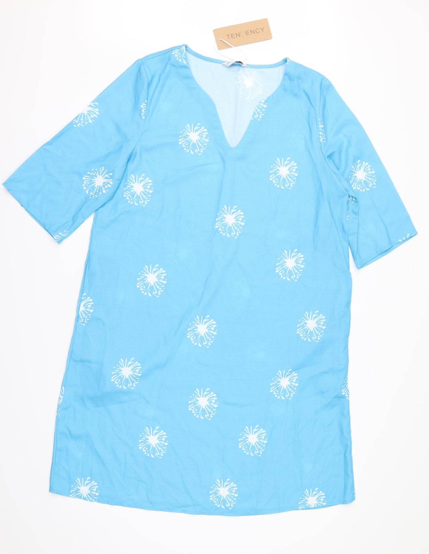 Tendency Womens Blue Geometric  Shirt Dress  Size L