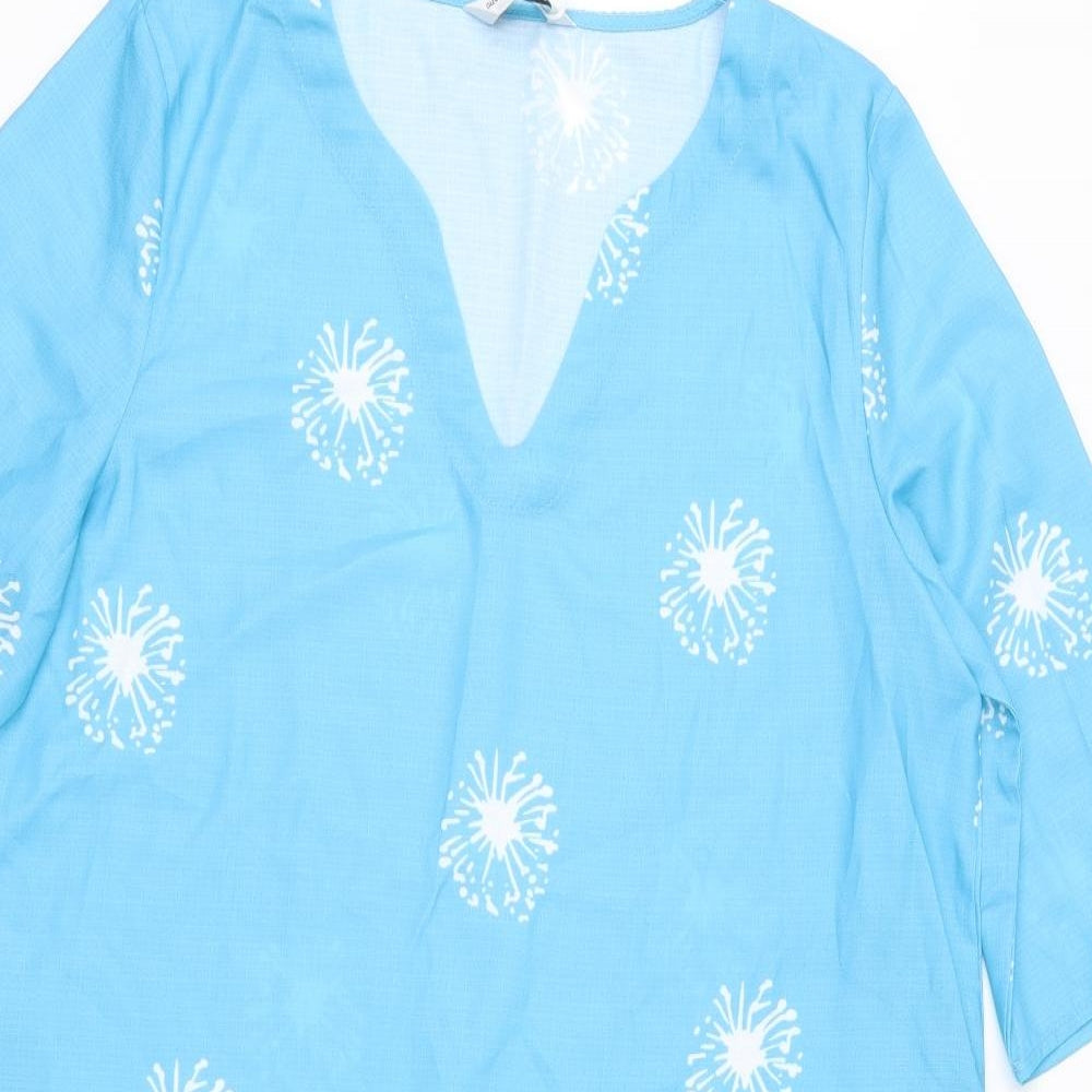 Tendency Womens Blue Geometric  Shirt Dress  Size L
