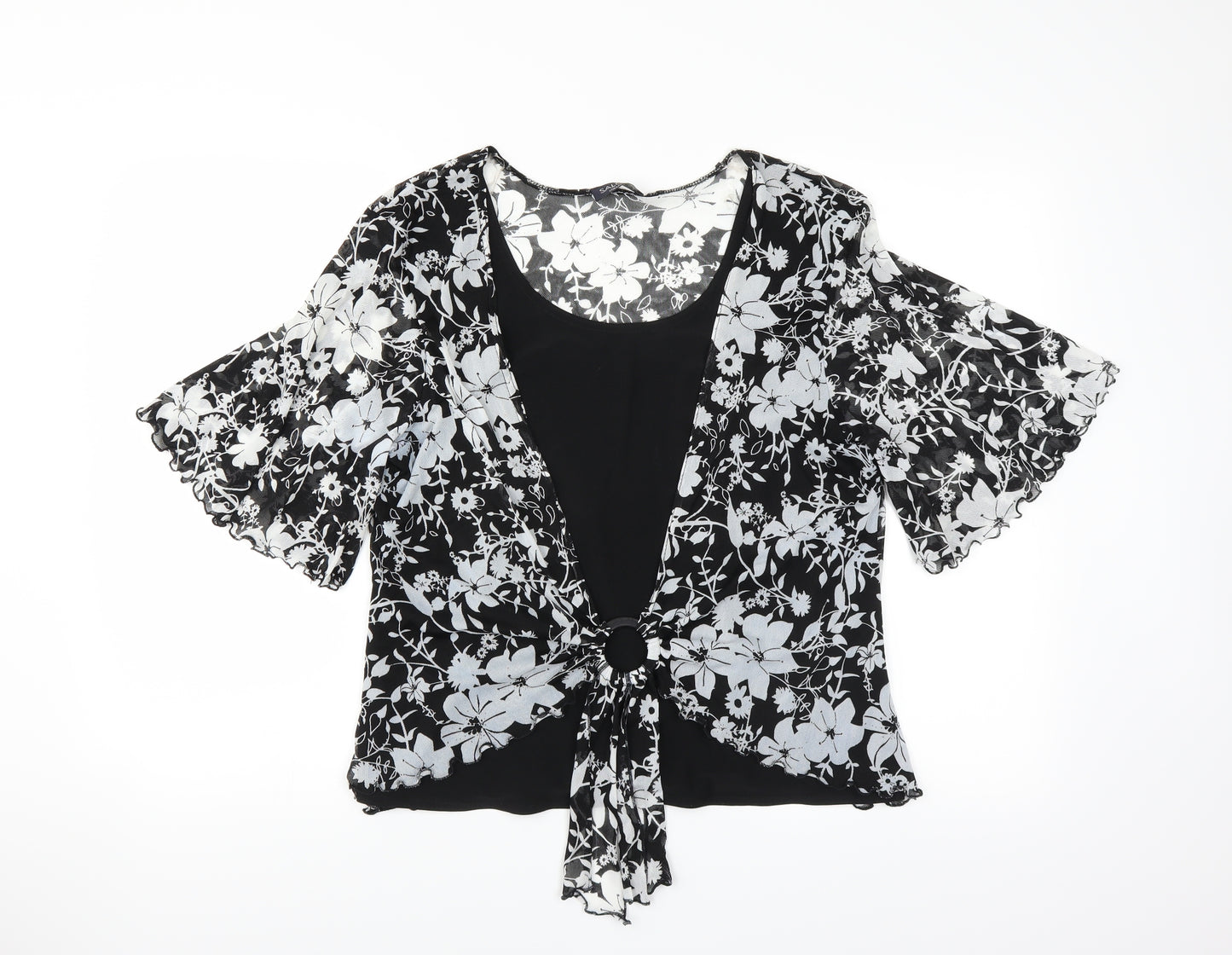 Saloos Womens Black Floral  Basic Blouse Size XL