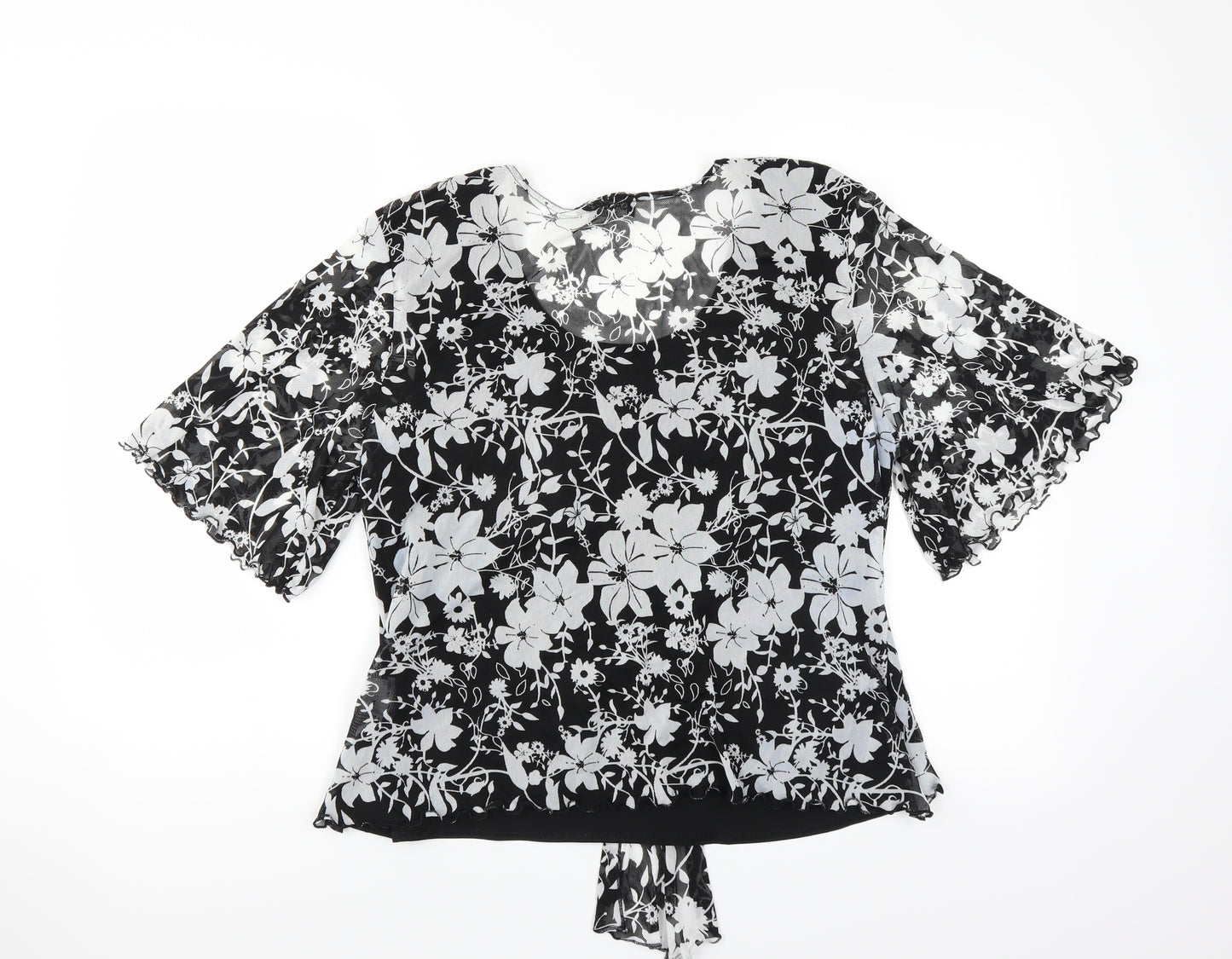 Saloos Womens Black Floral  Basic Blouse Size XL