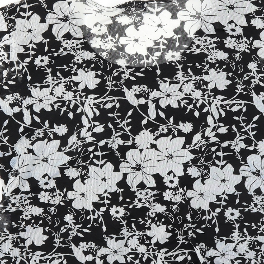 Saloos Womens Black Floral  Basic Blouse Size XL
