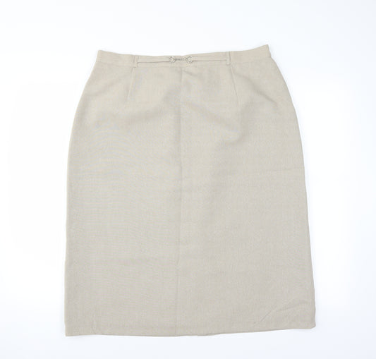 Front view of Le Bon Marché women’s beige straight & pencil skirt, size UK 20