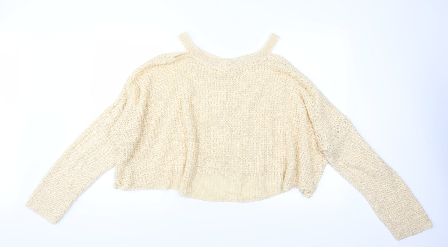 SheIn Womens Beige   Pullover Jumper Size M  - CROPPED
