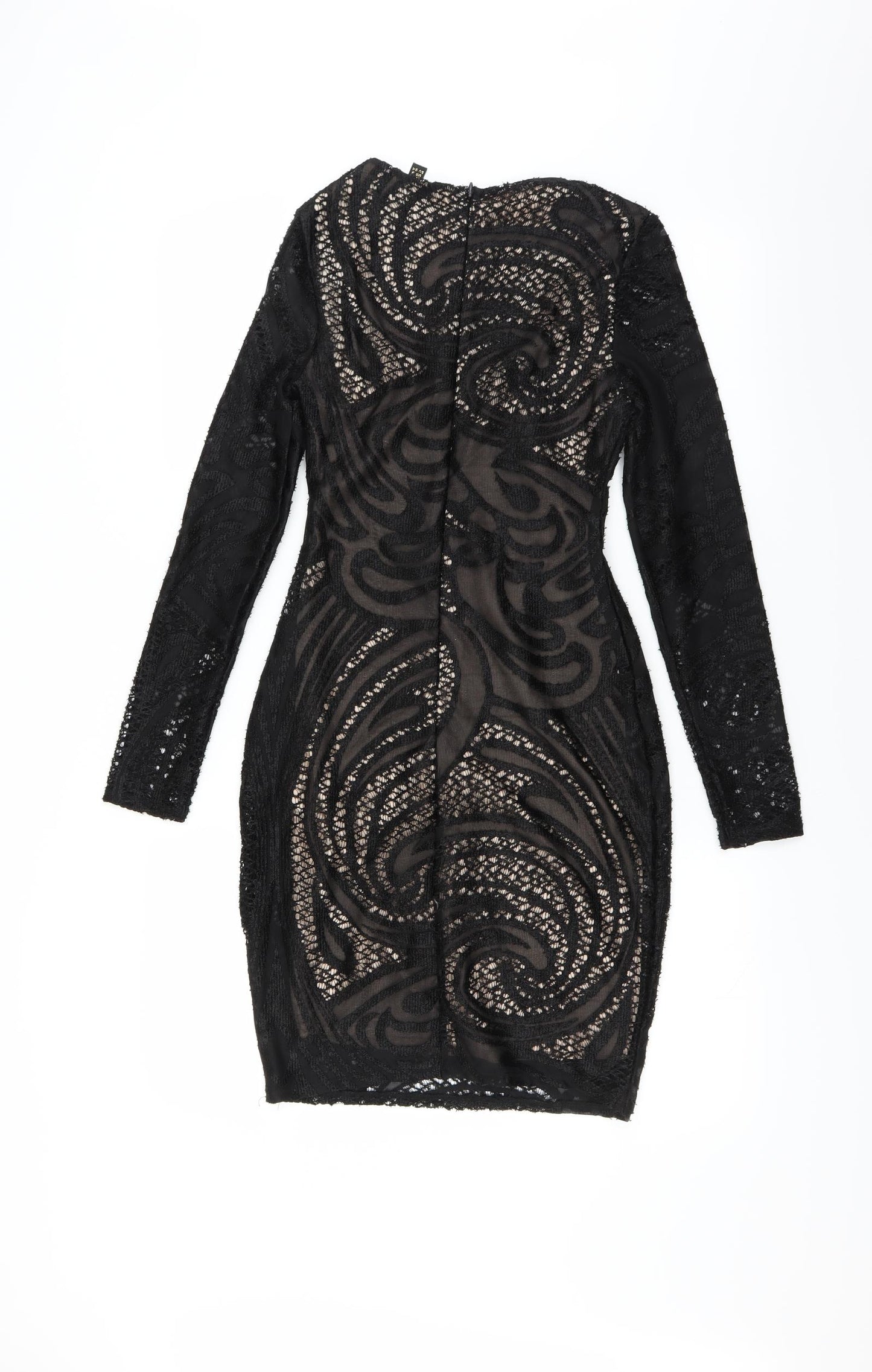 Lipsy Womens Black Geometric  Bodycon  Size 6