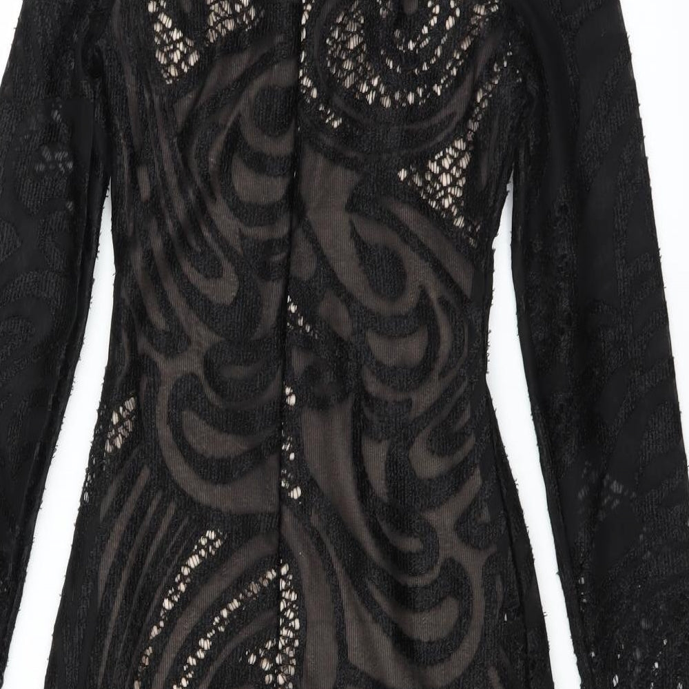 Lipsy Womens Black Geometric  Bodycon  Size 6