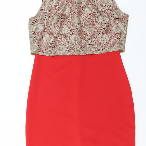 IX London Womens Red Floral  Bodycon  Size 14