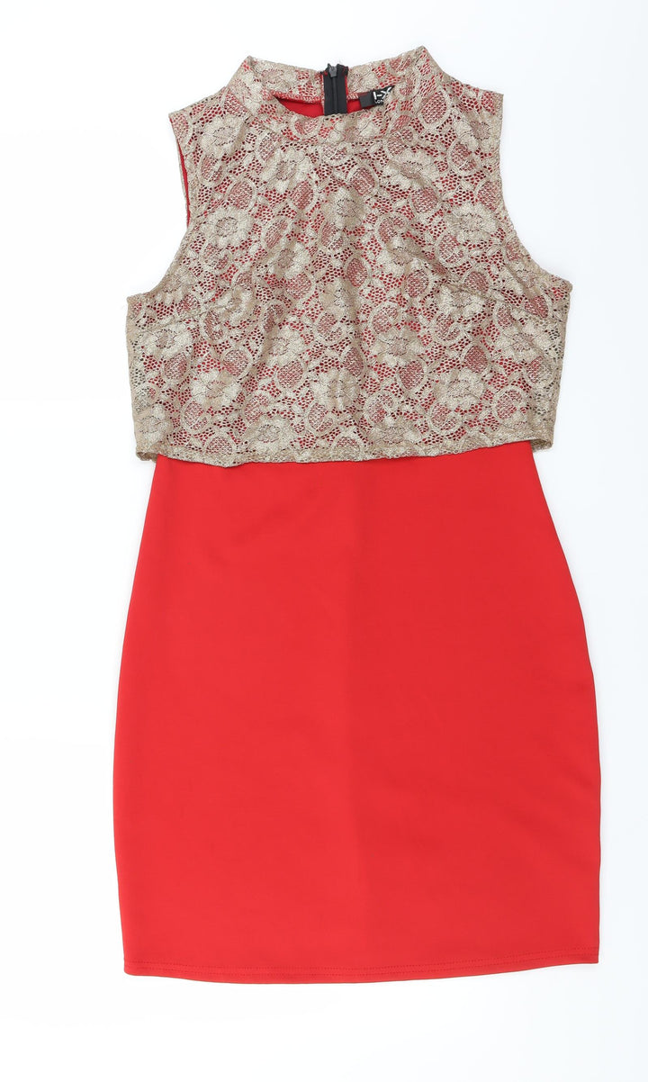 IX London Womens Red Floral Bodycon Size 14