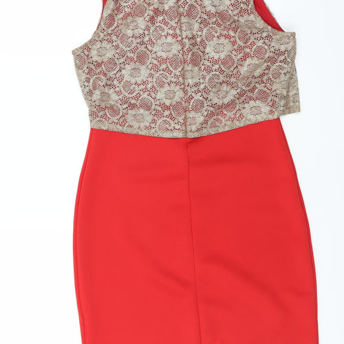 IX London Womens Red Floral  Bodycon  Size 14