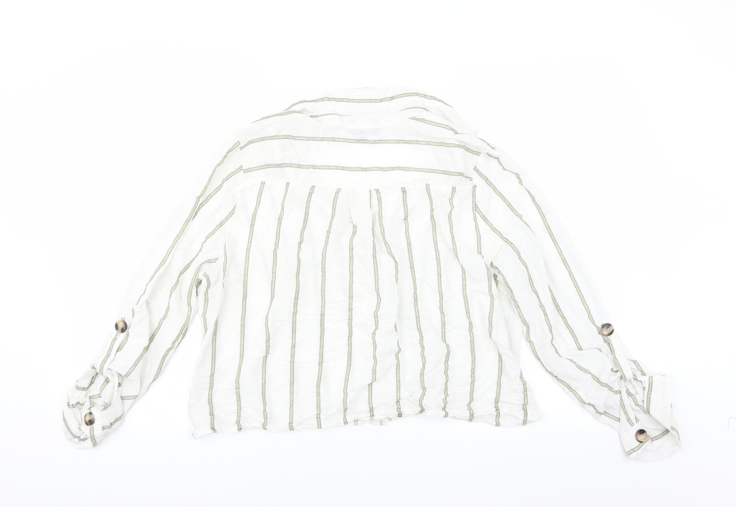 Peacocks Womens White Striped  Basic Blouse Size 18