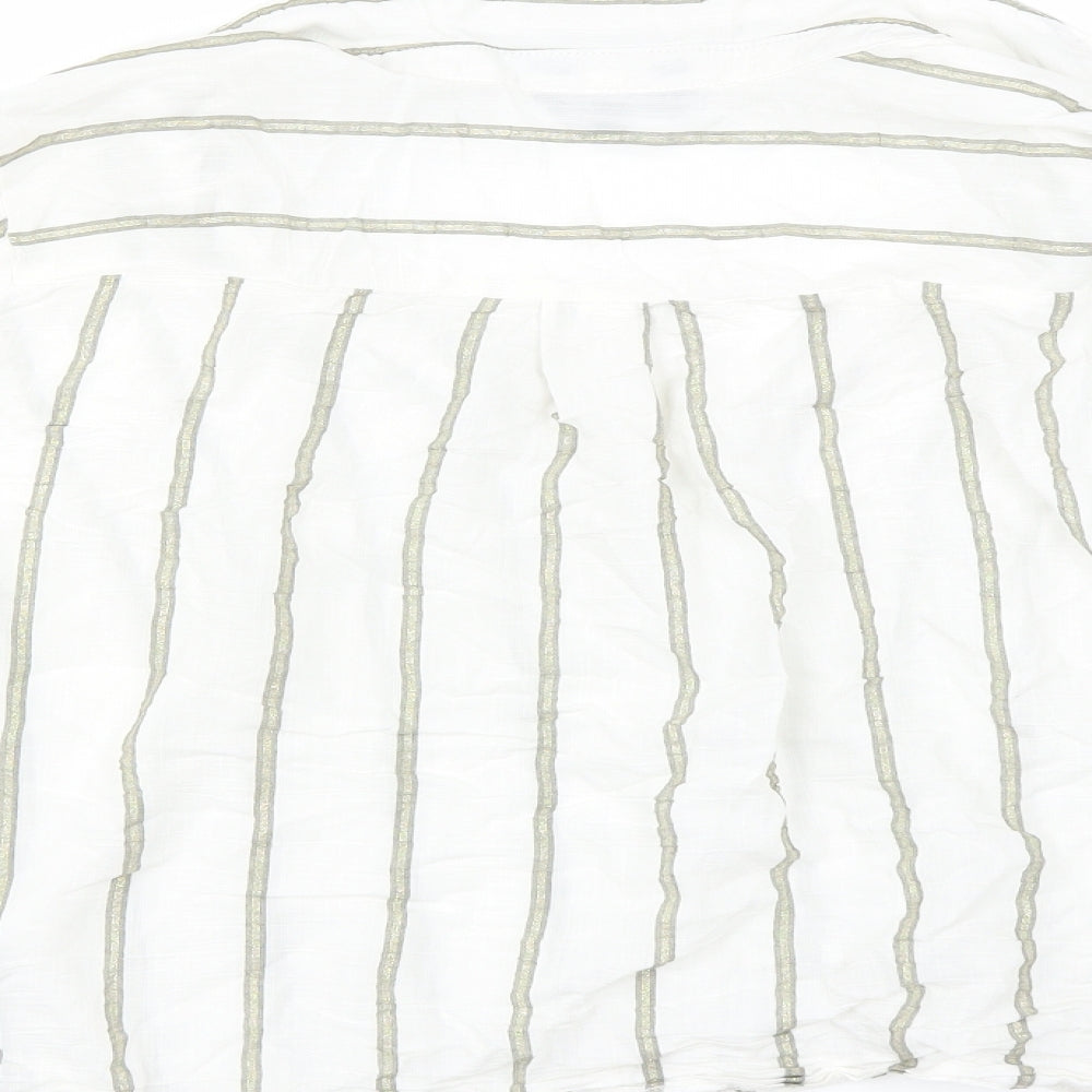 Peacocks Womens White Striped  Basic Blouse Size 18