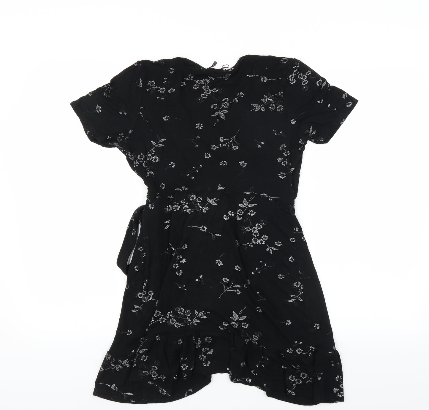 Boohoo Womens Black Floral  Wrap Dress  Size 10