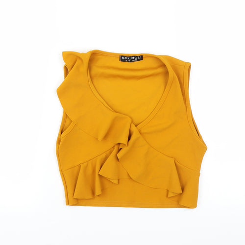 Select Womens Yellow   Basic Blouse Size 10  - CROPPED