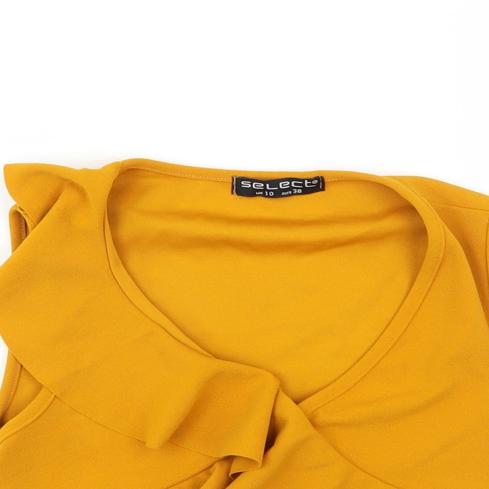 Select Womens Yellow   Basic Blouse Size 10  - CROPPED