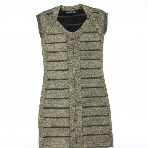Primark Womens Gold   Bodycon  Size 6  - glittery