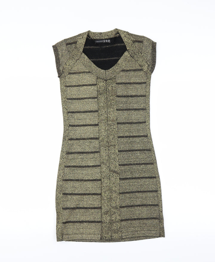 Primark Womens Gold Bodycon Size 6 - glittery